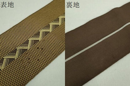 平和屋着物●男性　本場筑前博多織　両面　角帯　間道　正絹　逸品　DABE5224ps