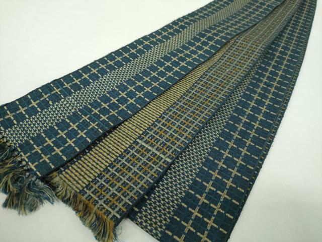 平和屋着物●男性　本場筑前博多織　角帯　間道　正絹　逸品　DABE5234ps