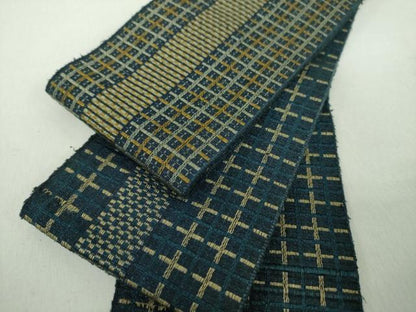 平和屋着物●男性　本場筑前博多織　角帯　間道　正絹　逸品　DABE5234ps