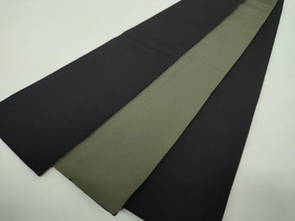 平和屋着物●男性　本場筑前博多織　両面　角帯　黒色×仙斎茶色　正絹　逸品　DABE5242ps