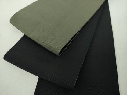 平和屋着物●男性　本場筑前博多織　両面　角帯　黒色×仙斎茶色　正絹　逸品　DABE5242ps