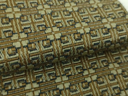 平和屋着物●男性　本場筑前博多織　両面　角帯　格子花文　正絹　逸品　DABE5243ps