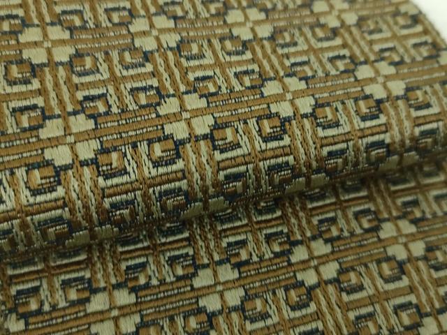 平和屋着物●男性　本場筑前博多織　両面　角帯　格子花文　正絹　逸品　DABE5243ps