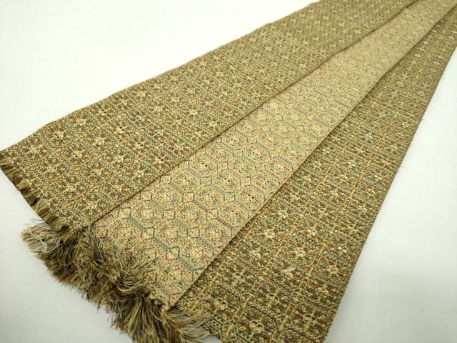 平和屋着物●男性　本場筑前博多織　角帯　格子花文　正絹　逸品　CABH4433vp 平和屋着物○男性 本場筑前博多織 角帯 格子花文 正絹 逸品 CABH4433vp