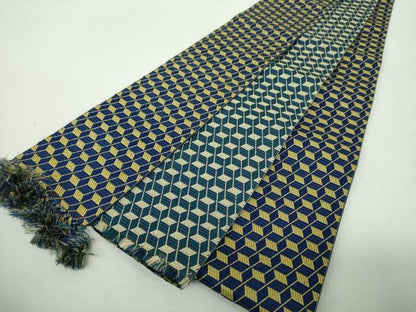 平和屋着物●男性　本場筑前博多織　両面　角帯　変わり間道　正絹　逸品　DABE5247ps