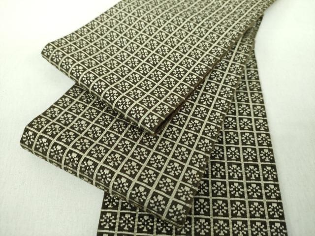 平和屋着物●男性　本場筑前博多織　両面　角帯　いちご錦　正絹　逸品　DABE5248ps
