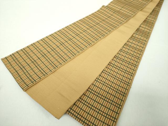 平和屋着物●男性　本場筑前博多織　角帯　吉野間道　正絹　逸品　DABE5251ps