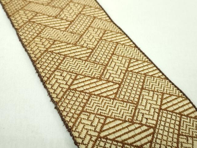 平和屋着物●男性　本場筑前博多織　両面　角帯　檜垣文　正絹　逸品　DABE5253ps