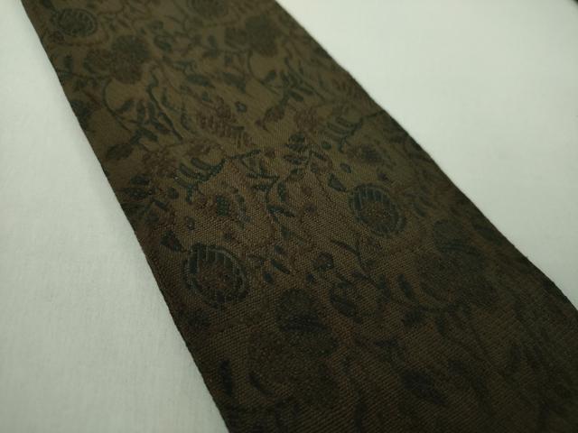 平和屋着物●男性　両面　角帯　草花文　正絹　逸品　DABE5259ps