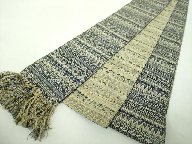 平和屋着物●男性　本場筑前博多織　両面　角帯　横段文　正絹　逸品　DABE5264ps