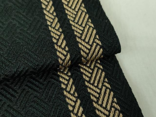平和屋着物●男性　両面　角帯　間道　黒地　桐生織物謹製　冊子付き　未使用　DABE5271ps