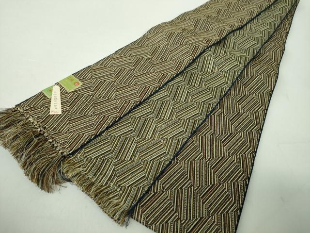 平和屋着物●男性　両面　角帯　菱文　正絹　逸品　未使用　DABE5274ps