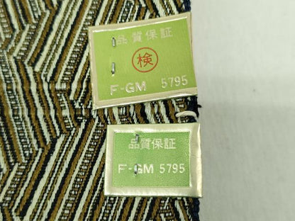 平和屋着物●男性　両面　角帯　菱文　正絹　逸品　未使用　DABE5274ps