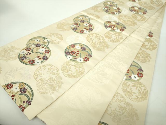 平和屋着物●皇室献上作家　北出与三郎　六通柄　本袋帯　花丸地水仙文　金糸　共箱付き　正絹　逸品　DABE5284ps