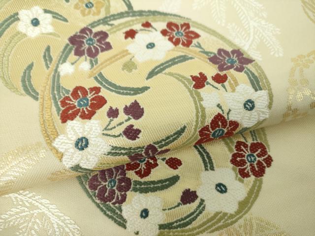 平和屋着物●皇室献上作家　北出与三郎　六通柄　本袋帯　花丸地水仙文　金糸　共箱付き　正絹　逸品　DABE5284ps