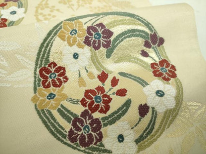 平和屋着物●皇室献上作家　北出与三郎　六通柄　本袋帯　花丸地水仙文　金糸　共箱付き　正絹　逸品　DABE5284ps