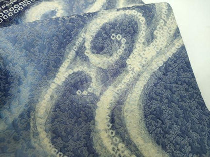 平和屋着物●両面　全通柄袋帯　ふくれ織　流水文　金通し地　正絹　逸品　DABE5289ps
