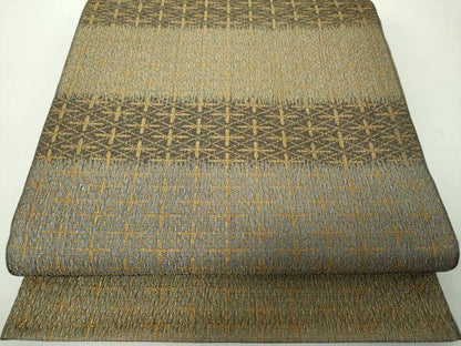 平和屋着物●全通柄　本袋帯　横段花菱文　金糸　正絹　逸品　DABE5292ps