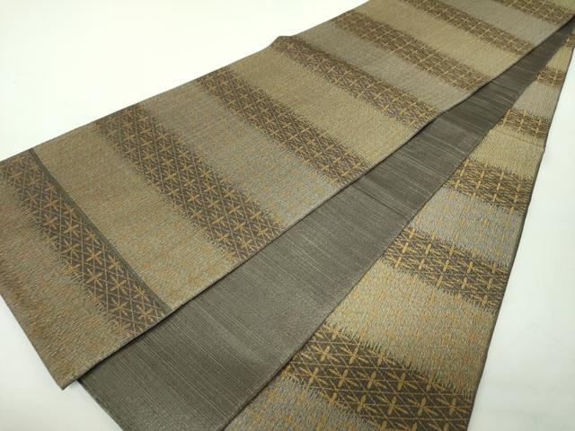 平和屋着物●全通柄　本袋帯　横段花菱文　金糸　正絹　逸品　DABE5292ps