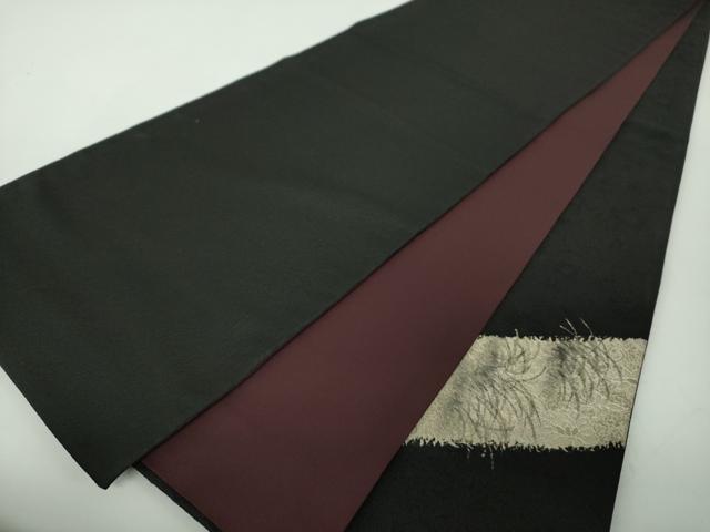 平和屋着物●太鼓柄袋帯　手描き　兎　黒地　金銀彩　正絹　逸品　DABE5294ps