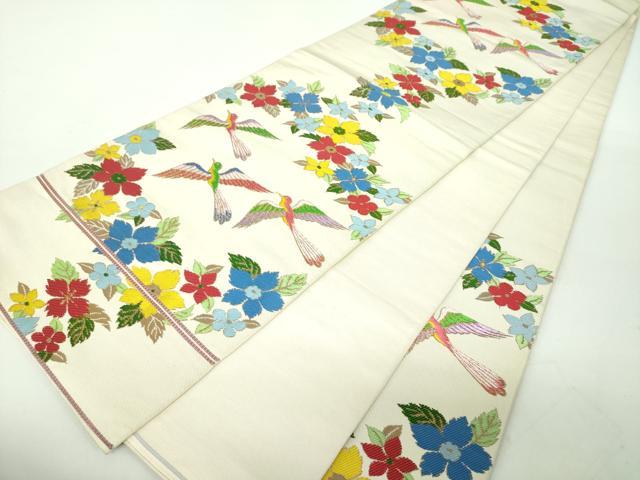 平和屋着物●西陣　環美術織物　六通柄　本袋帯　花鳥文　金糸　正絹　逸品　DABE5296ps