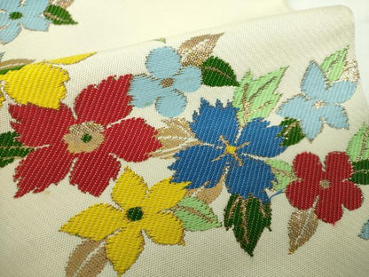平和屋着物●西陣　環美術織物　六通柄　本袋帯　花鳥文　金糸　正絹　逸品　DABE5296ps
