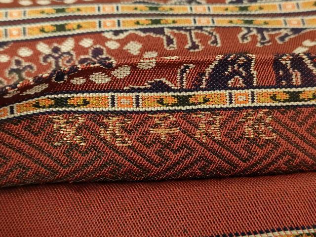 平和屋着物●龍村平蔵製　全通柄　本袋帯　円文白虎錦　正絹　逸品　DABE5301ps