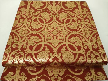 平和屋着物●龍村晋製　六通柄袋帯　天平葡萄金襴　金糸　正絹　逸品　DABE5302ps