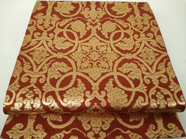 平和屋着物●龍村晋製　六通柄袋帯　天平葡萄金襴　金糸　正絹　逸品　DABE5302ps