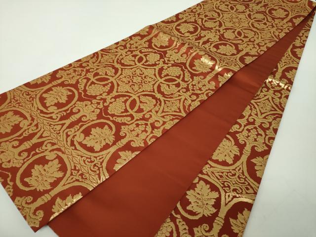 平和屋着物●龍村晋製　六通柄袋帯　天平葡萄金襴　金糸　正絹　逸品　DABE5302ps