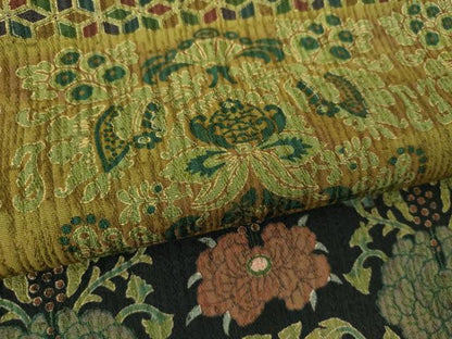 平和屋着物●両面　太鼓柄袋帯　更紗花文　金彩　正絹　逸品　DABE5303ps