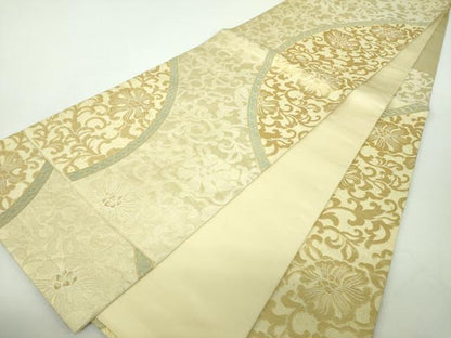 平和屋着物●ジャパンオートクチュール　渡辺雪三郎　六通柄袋帯　花唐草文　金糸　正絹　逸品　DABE5314ps