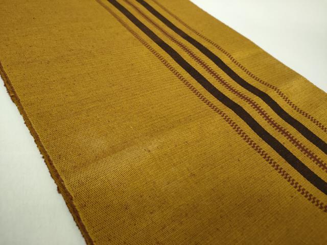 平和屋着物●本場黄八丈　八寸名古屋帯　間道　証紙付き　正絹　逸品　DABE5323ps