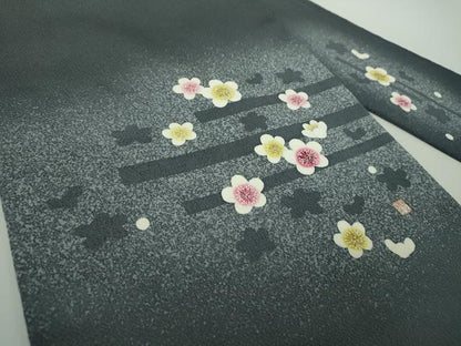 平和屋着物●人間国宝・羽田登喜男　九寸名古屋帯　舞梅　鬼しぼ縮緬　正絹　逸品　DABE5324ps