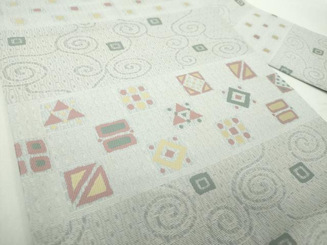 平和屋着物●西陣　新装織物謹製　九寸名古屋帯　横段文　証紙付き　正絹　逸品　未使用　DABE5326ps