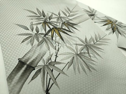 平和屋着物●九寸名古屋帯　作家物　手描き　笹竹文　金彩　正絹　逸品　DABE5337ps