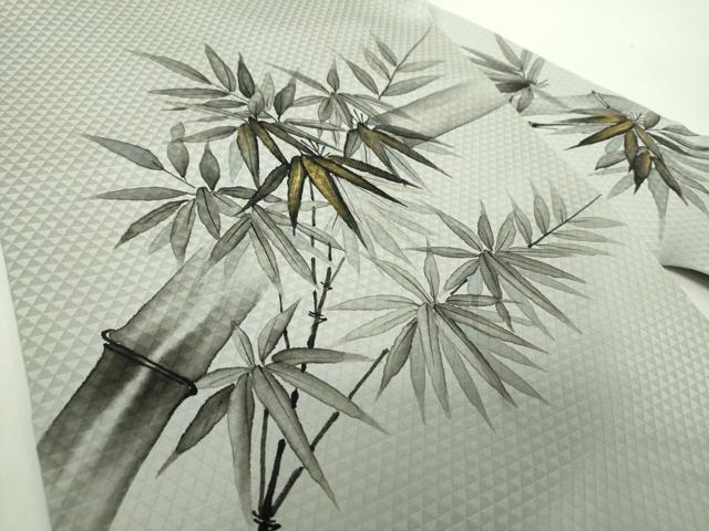 平和屋着物●九寸名古屋帯　作家物　手描き　笹竹文　金彩　正絹　逸品　DABE5337ps