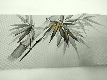 平和屋着物●九寸名古屋帯　作家物　手描き　笹竹文　金彩　正絹　逸品　DABE5337ps