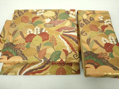 平和屋着物●西陣　坂下織物謹製　つけ帯　唐織　鳳凰花文　金糸　正絹　逸品　DABE5340ps