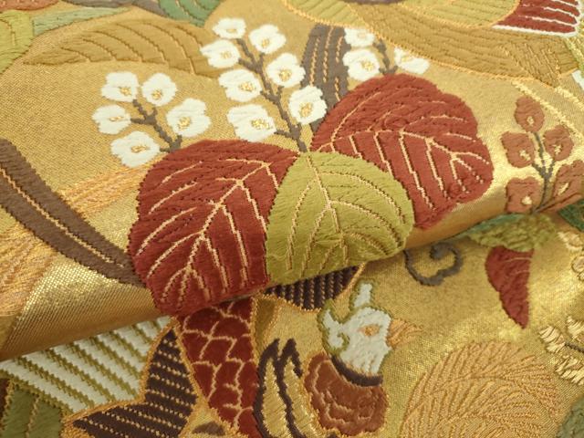 平和屋着物●西陣　坂下織物謹製　つけ帯　唐織　鳳凰花文　金糸　正絹　逸品　DABE5340ps