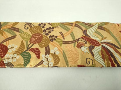 平和屋着物●西陣　坂下織物謹製　つけ帯　唐織　鳳凰花文　金糸　正絹　逸品　DABE5340ps
