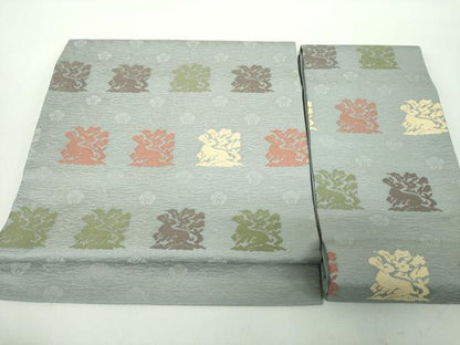 平和屋着物●つけ帯　唐織　名物裂　花兎　正絹　逸品　DABE5343ps