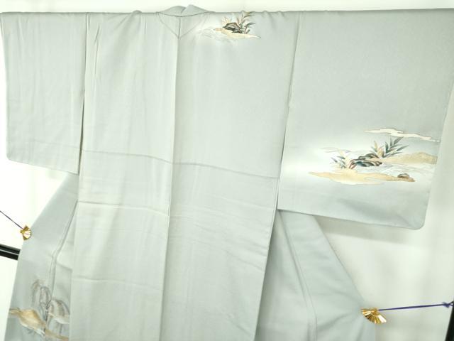 平和屋着物●訪問着　渡橋風景文　暈し染め　金銀彩　正絹　逸品　DABE5358ps