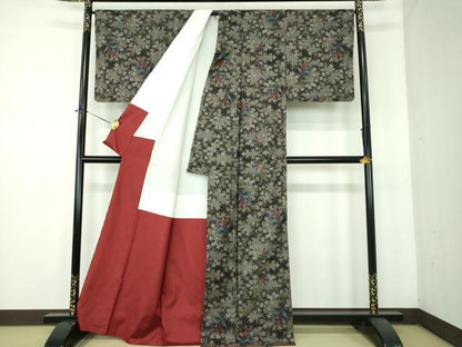 平和屋着物●本場大島紬　7マルキ　更紗花唐草文　正絹　逸品　DABE5359ps