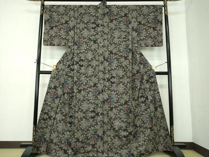 平和屋着物●本場大島紬　7マルキ　更紗花唐草文　正絹　逸品　DABE5359ps
