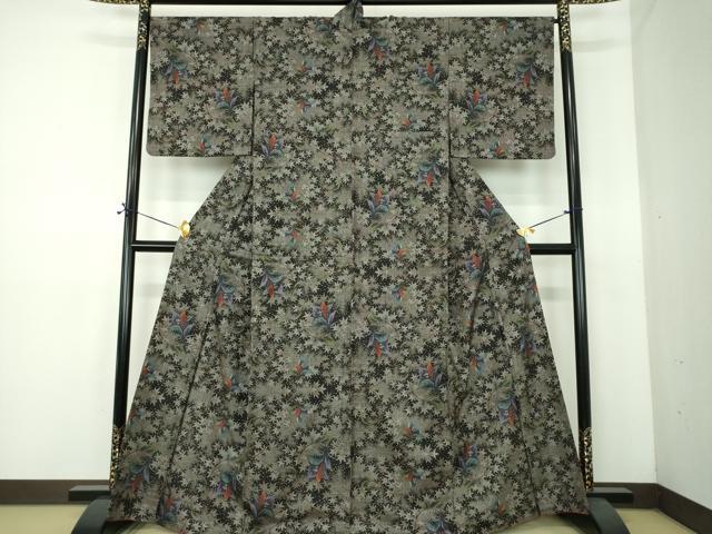 平和屋着物●本場大島紬　7マルキ　更紗花唐草文　正絹　逸品　DABE5359ps
