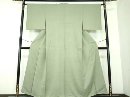 平和屋着物●上質な色無地　霞縞地紋　山鳩色　正絹　逸品　未使用　DABE5365ps