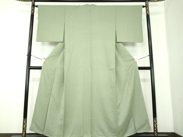 平和屋着物●上質な色無地　霞縞地紋　山鳩色　正絹　逸品　未使用　DABE5365ps