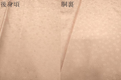平和屋着物●上質な色無地　吉祥花地紋　水柿色　正絹　逸品　DABE5366ps