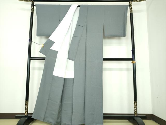 平和屋着物●上質な色無地　花尽くし地紋　藍墨茶色　正絹　逸品　DABE5369ps